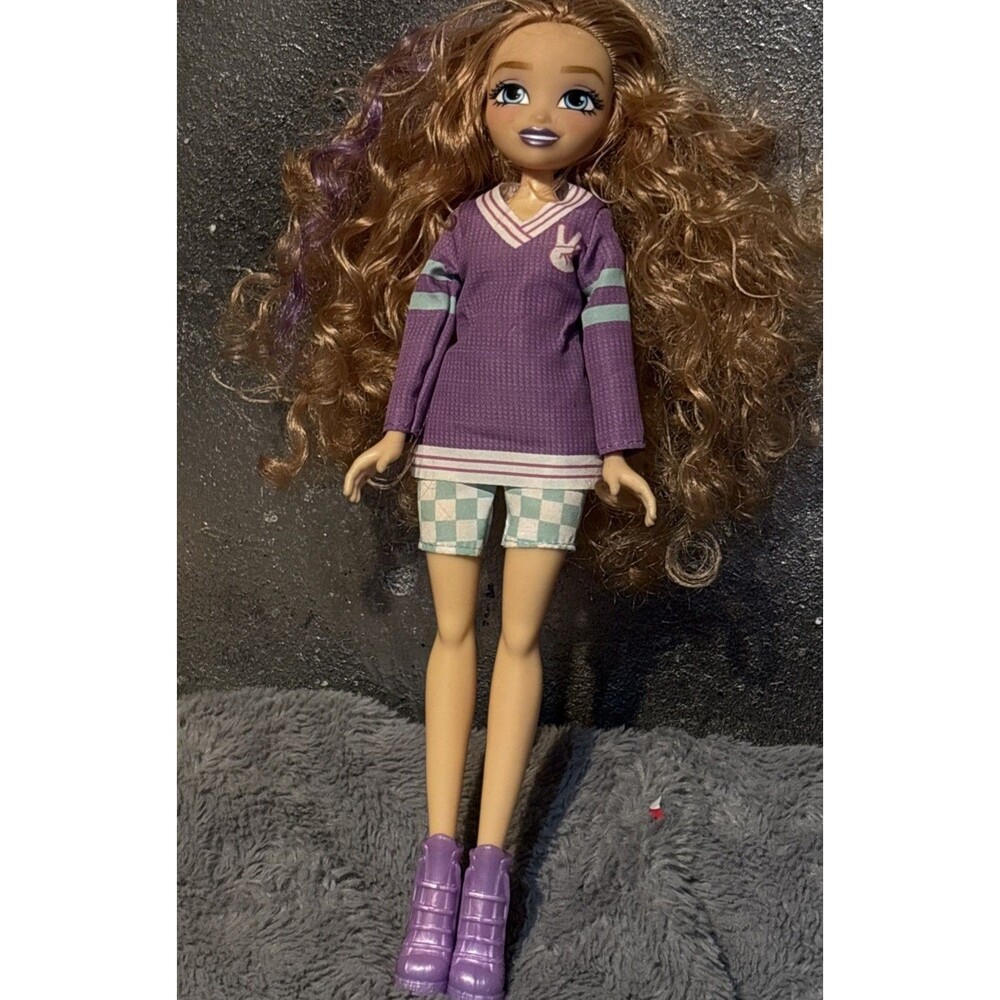 Hairmazing Fashion Forward Fashion Doll 11.75" Purple Hair Stripe Shorts L/S Top